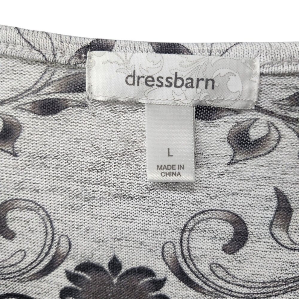 Dressbarn Gothic Scroll Work T-Shirt Womens L Gray Black Tribal Fairy Grunge - Picture 8 of 12